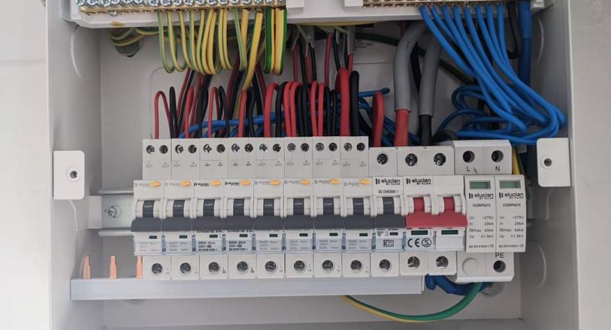 A new consumer unit upgraded with old colour wiring